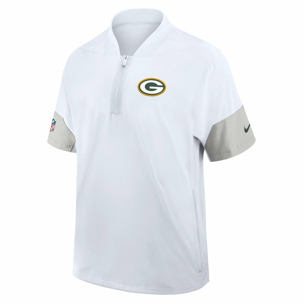 Nike Green Bay Packers Sideline Short Sleeve Quarter-Zip Dri-FIT Coach Jacket White