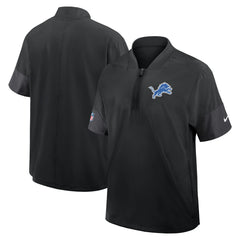 Nike Detroit Lions Sideline Short Sleeve Quarter-Zip Dri-FIT Coach Jacket Black