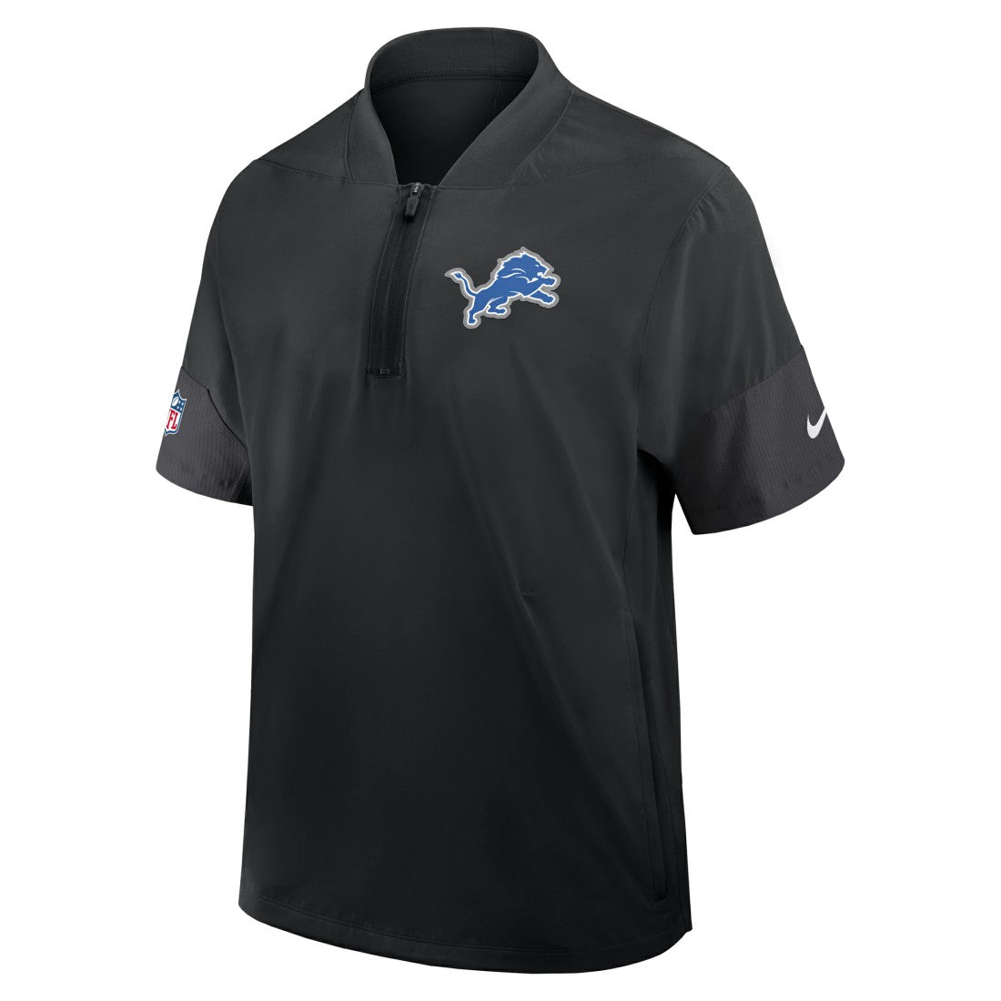 Nike Detroit Lions Sideline Short Sleeve Quarter-Zip Dri-FIT Coach Jacket Black