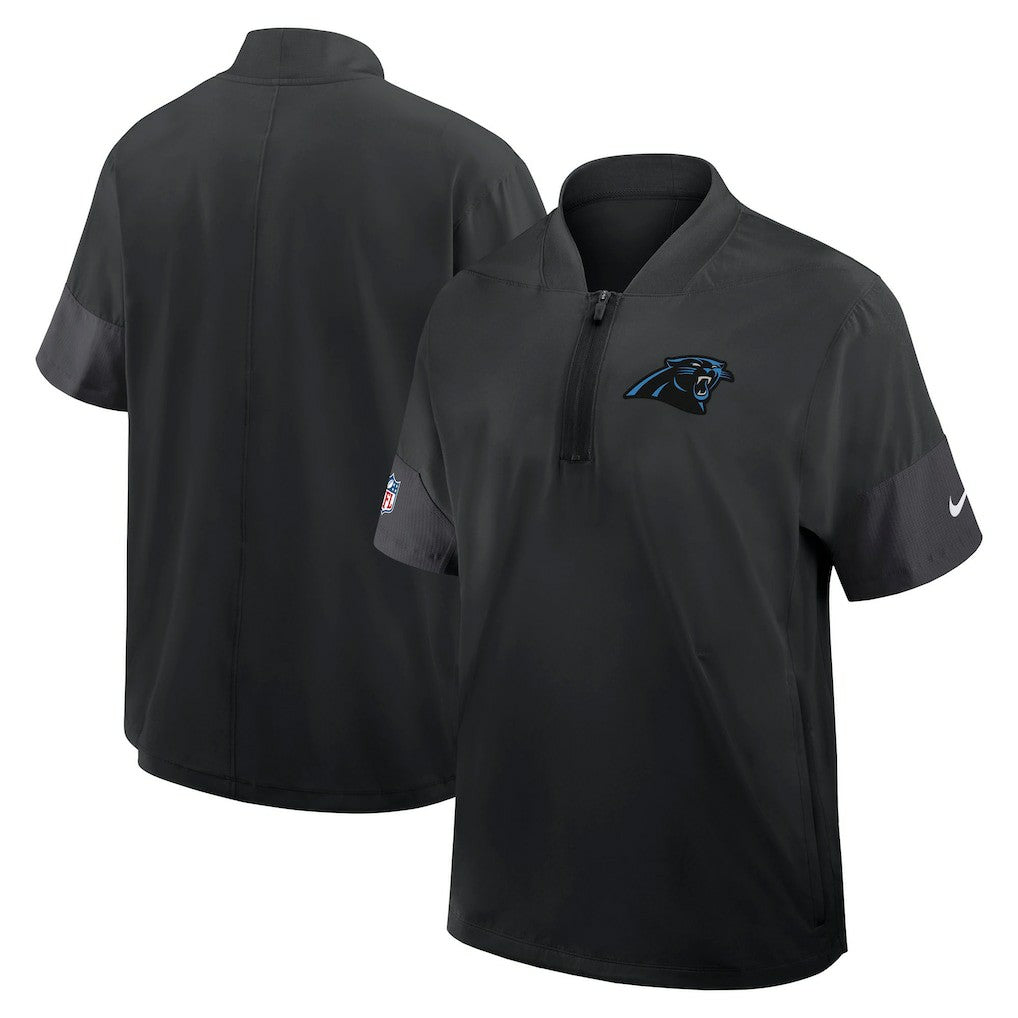 Nike Carolina Panthers Sideline Short Sleeve Quarter-Zip Dri-FIT Coach Jacket Black