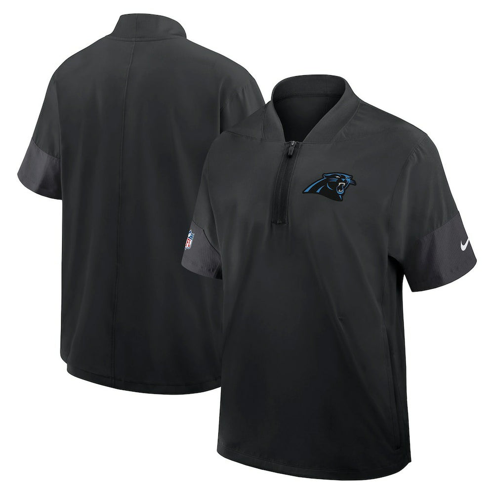 Nike Carolina Panthers Sideline Short Sleeve Quarter-Zip Dri-FIT Coach Jacket Black