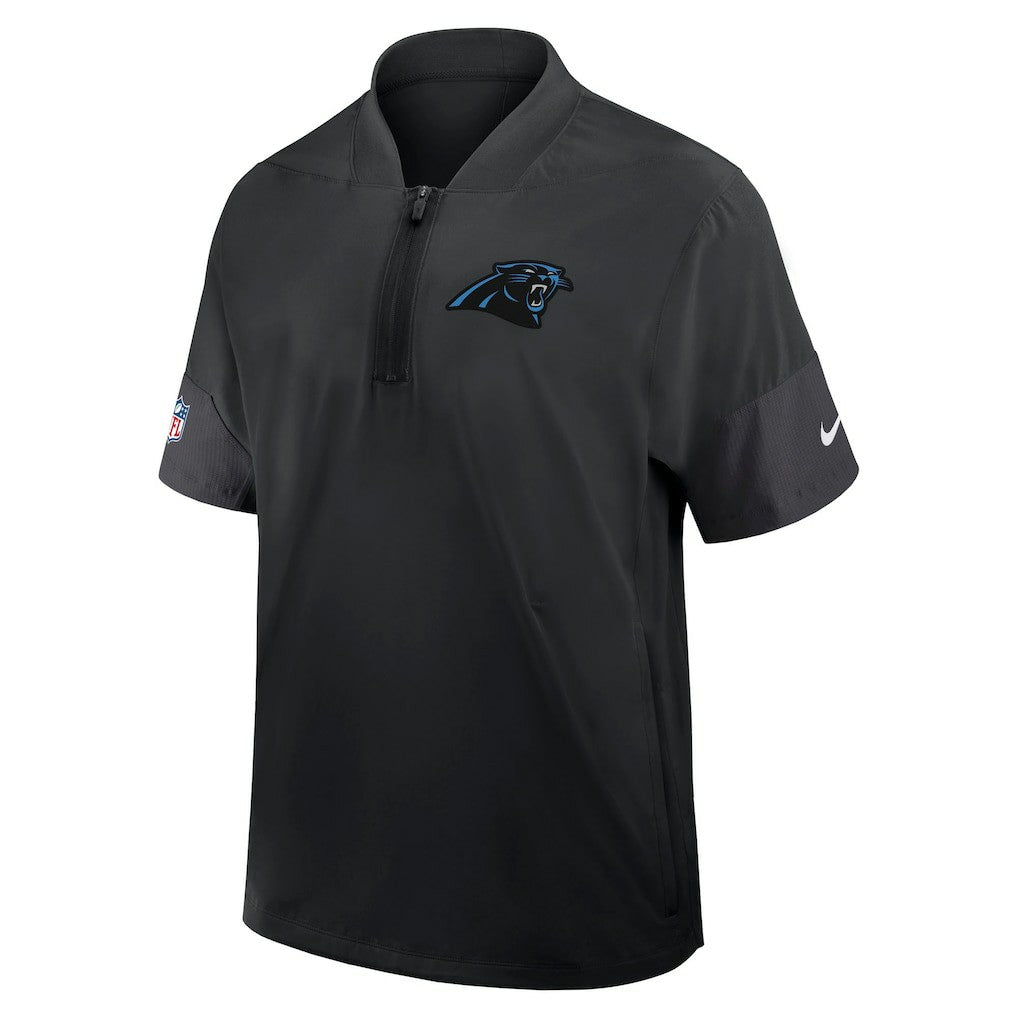 Nike Carolina Panthers Sideline Short Sleeve Quarter-Zip Dri-FIT Coach Jacket Black