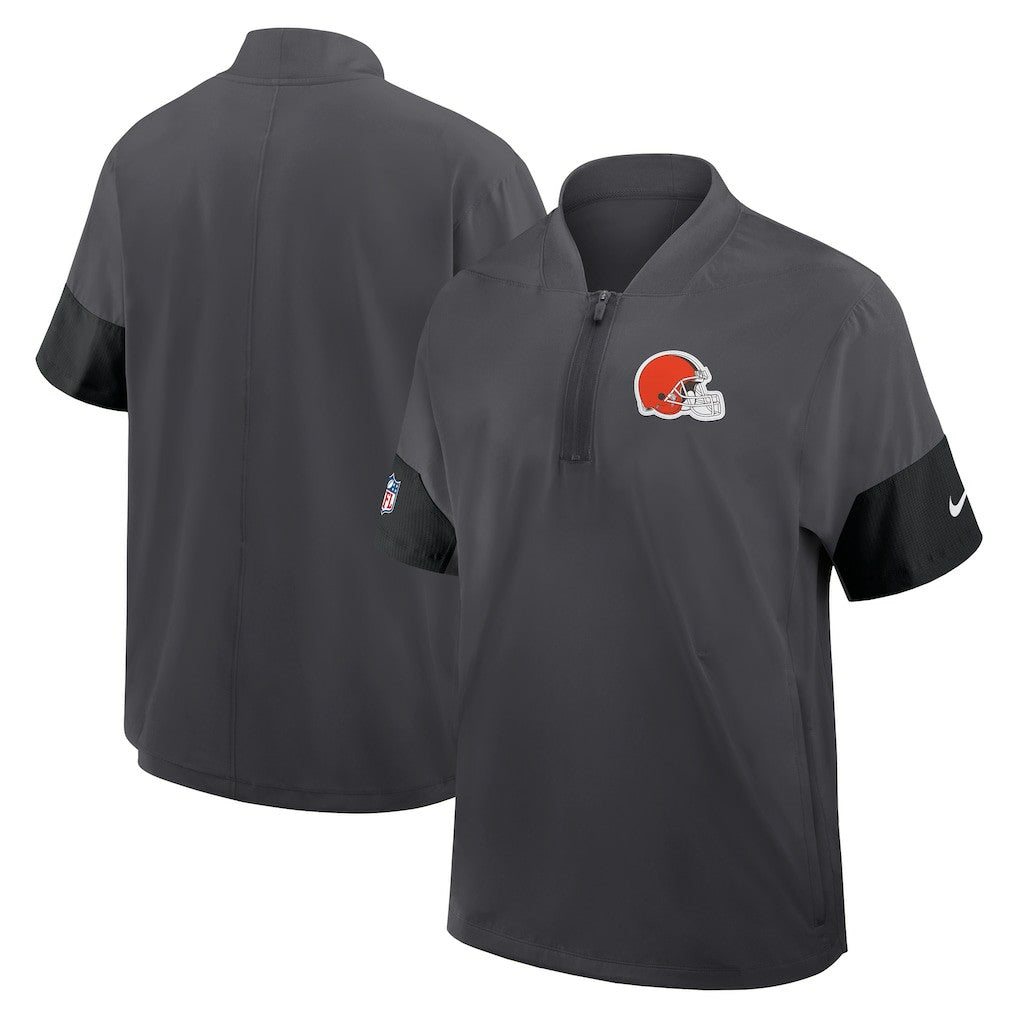 Nike Cleveland Browns Sideline Short Sleeve Quarter-Zip Dri-FIT Coach Jacket Anthracite