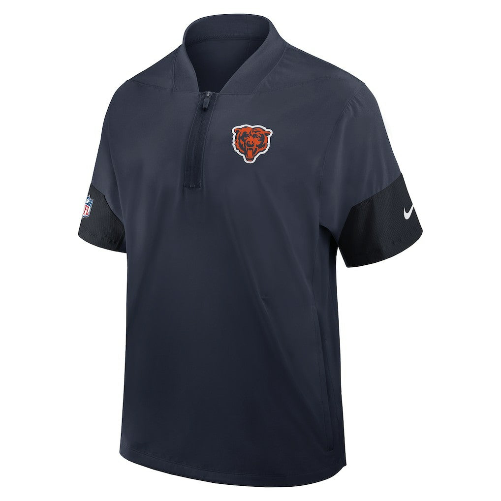 Nike Chicago Bears Sideline Short Sleeve Quarter-Zip Dri-FIT Coach Jacket Navy