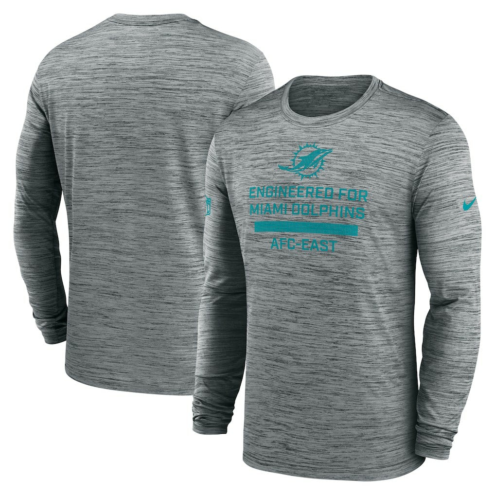 Nike Miami Dolphins Sideline Velocity Performance Long Sleeve T-Shirt - Gray