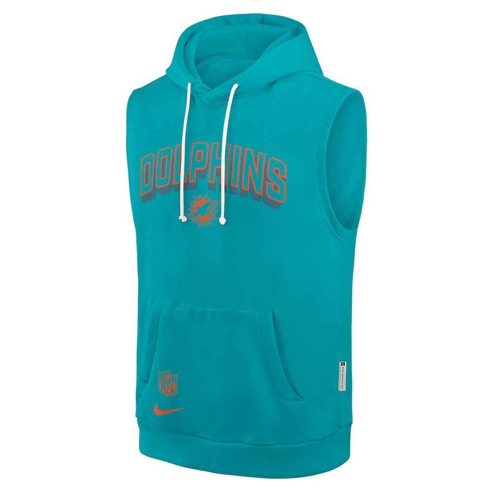 Nike Miami Dolphins Sideline Standard Issue Dri-FIT Sleeveless Hoodie Aqua