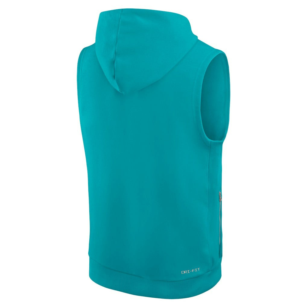 Nike Miami Dolphins Sideline Standard Issue Dri-FIT Sleeveless Hoodie Aqua