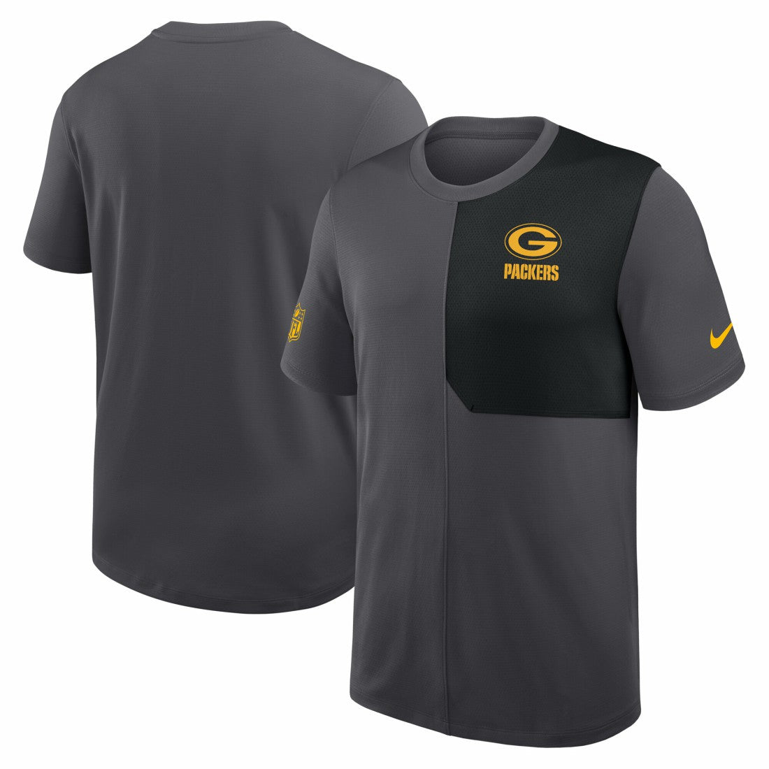 Nike Green Bay Packers Sideline UV Dri-Fit Coach Shirt Gray