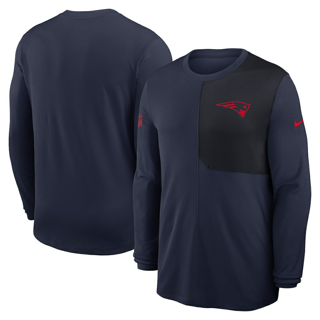 Nike New England Patriots Sideline Coach UV Dri-FIT Long Sleeve Shirt Navy