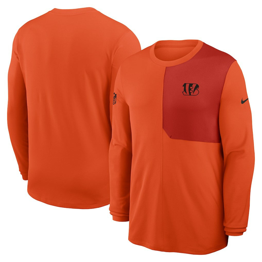 Nike Cincinnati Bengals Sideline Coach UV Dri-FIT Long Sleeve Shirt Orange