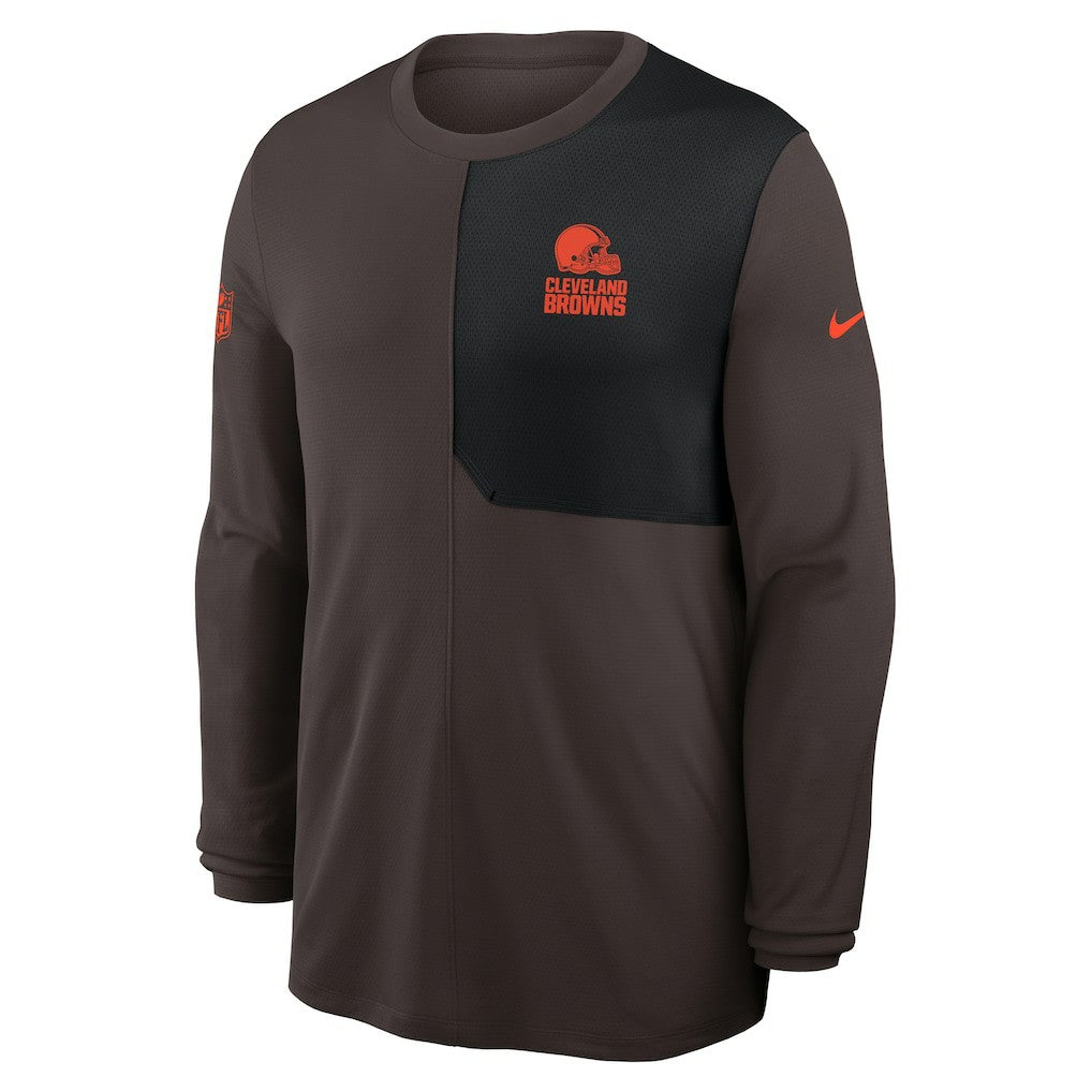 Nike Cleveland Browns Sideline Coach UV Dri-FIT Long Sleeve Shirt Brown