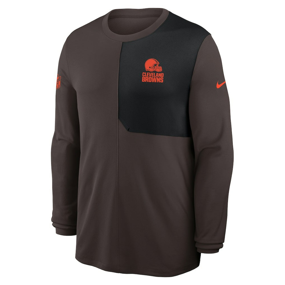 Nike Cleveland Browns Sideline Coach UV Dri-FIT Long Sleeve Shirt Brown