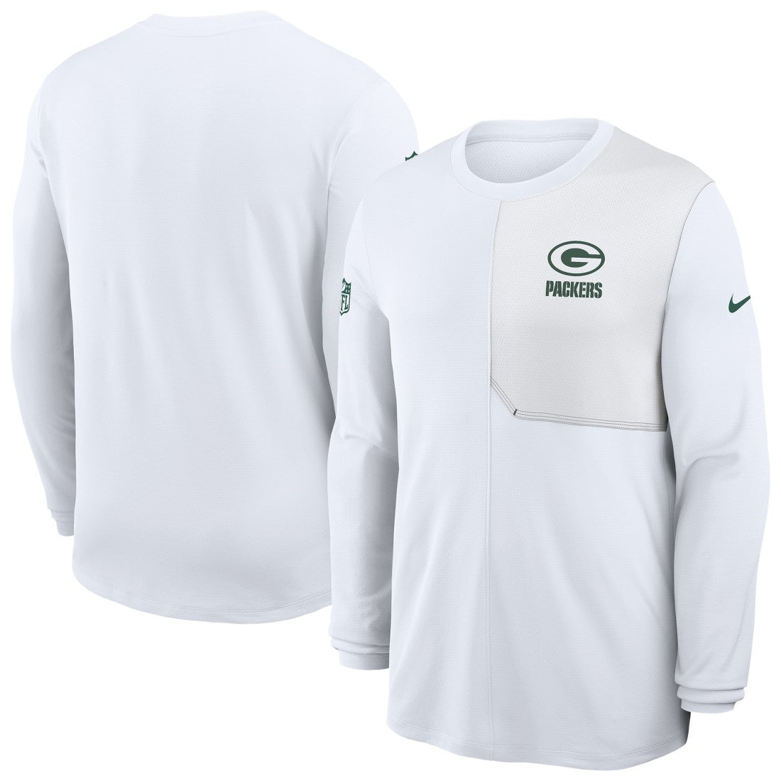 Nike Green Bay Packers Sideline Coach UV Dri-FIT Long Sleeve Shirt White