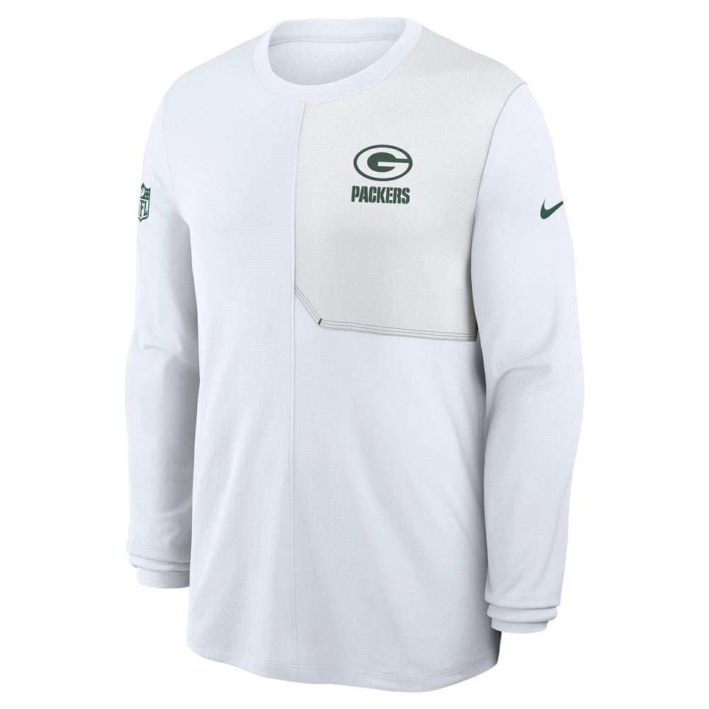 Nike Green Bay Packers Sideline Coach UV Dri-FIT Long Sleeve Shirt White