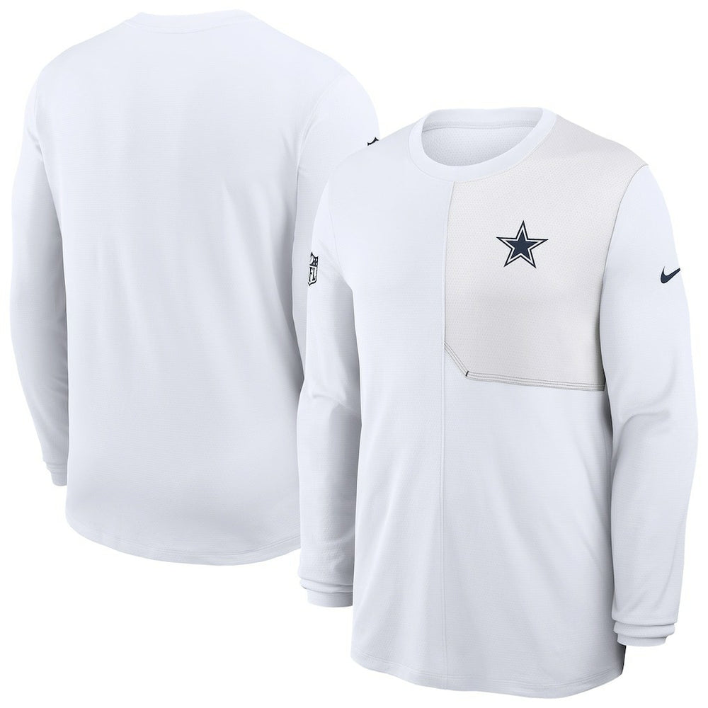 Nike Dallas Cowboys Sideline Coach UV Dri-FIT Long Sleeve Shirt White
