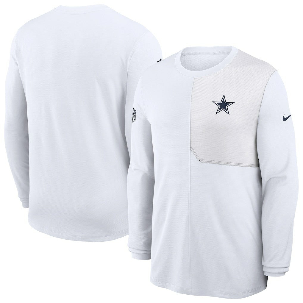 Nike Dallas Cowboys Sideline Coach UV Dri-FIT Long Sleeve Shirt White