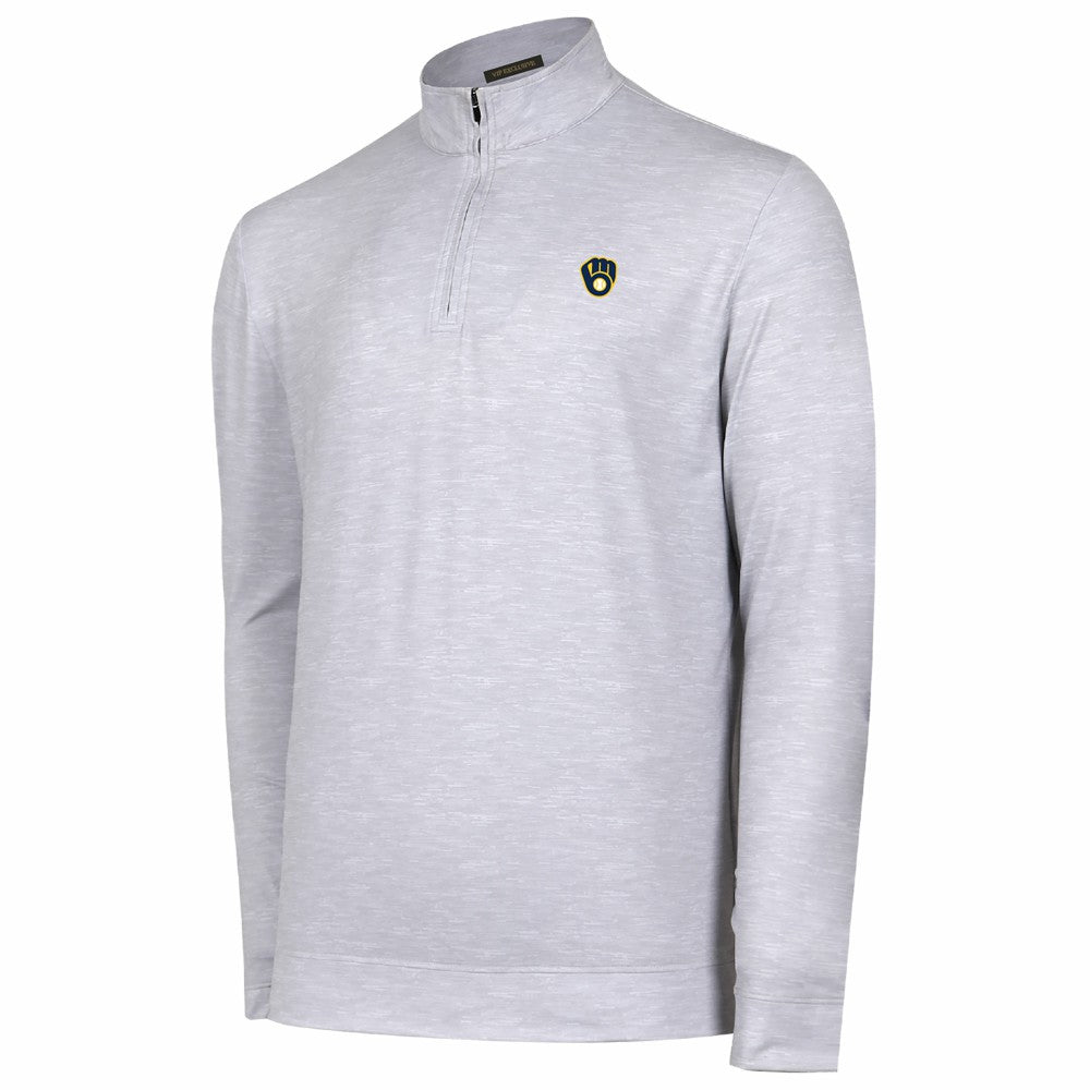 Milwaukee Brewers Sublime Tri-Blend Quarter-Zip Jacket - Gray - MLB Discount