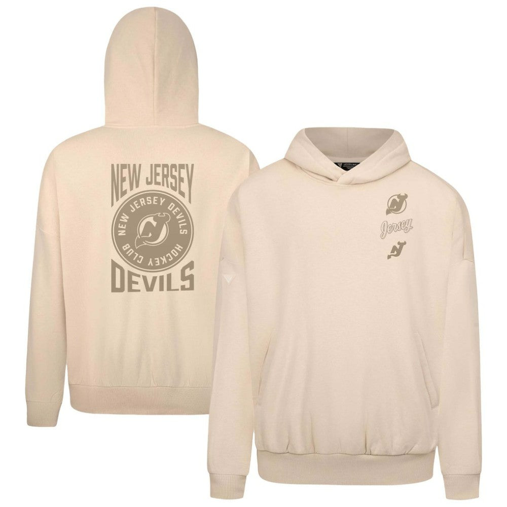 New Jersey Devils Levelwear Contact Stamp Pullover Hoodie - Cream - NHL 202116545