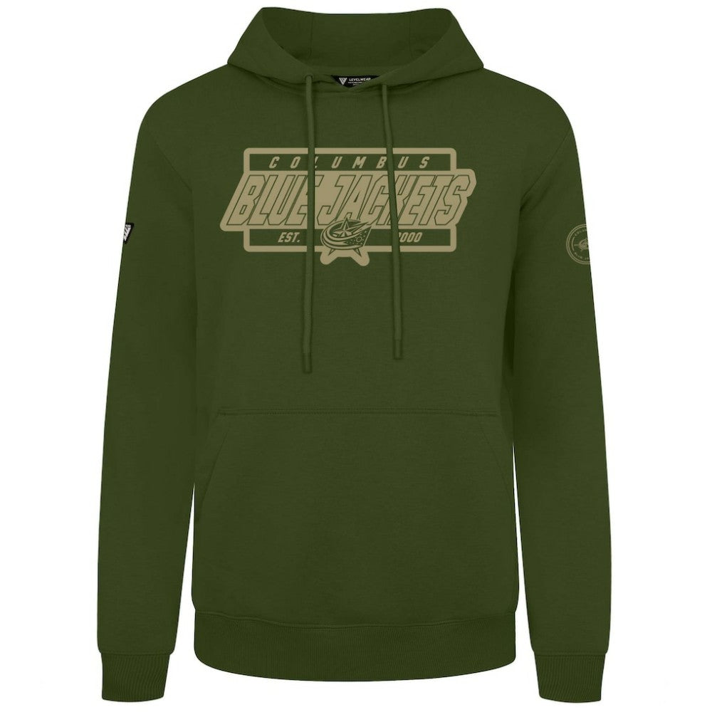 Columbus Blue Jackets Levelwear Podium Pullover Hoodie - Olive - NHL 202116557