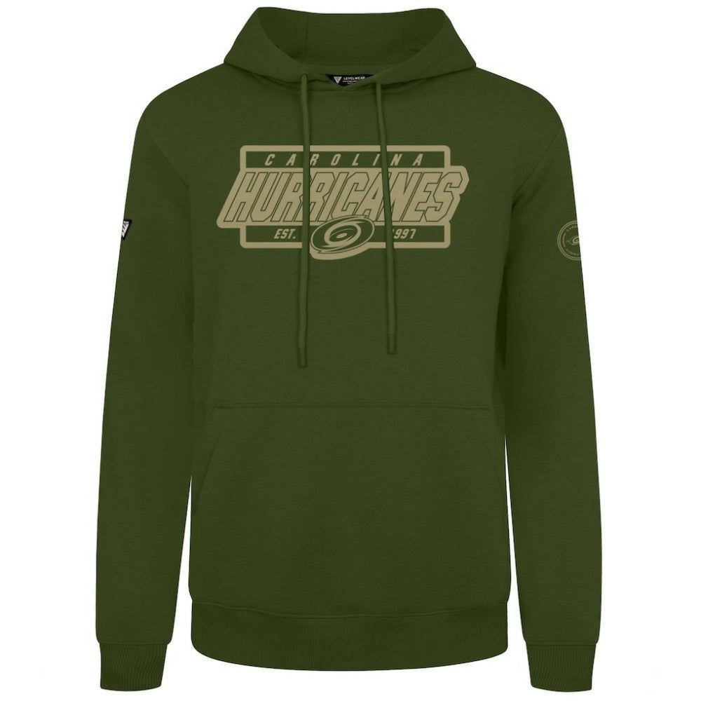 Carolina Hurricanes Levelwear Podium Pullover Hoodie - Olive - NHL 202116561