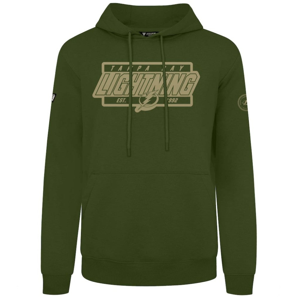 Tampa Bay Lightning Levelwear Podium Pullover Hoodie - Olive - NHL 202116563