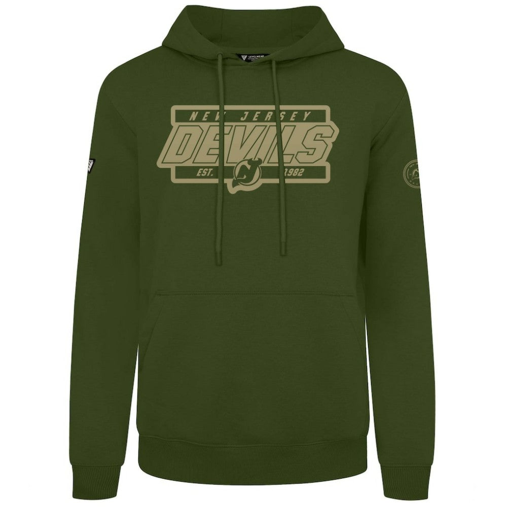 New Jersey Devils Levelwear Podium Pullover Hoodie - Olive - NHL 202116573