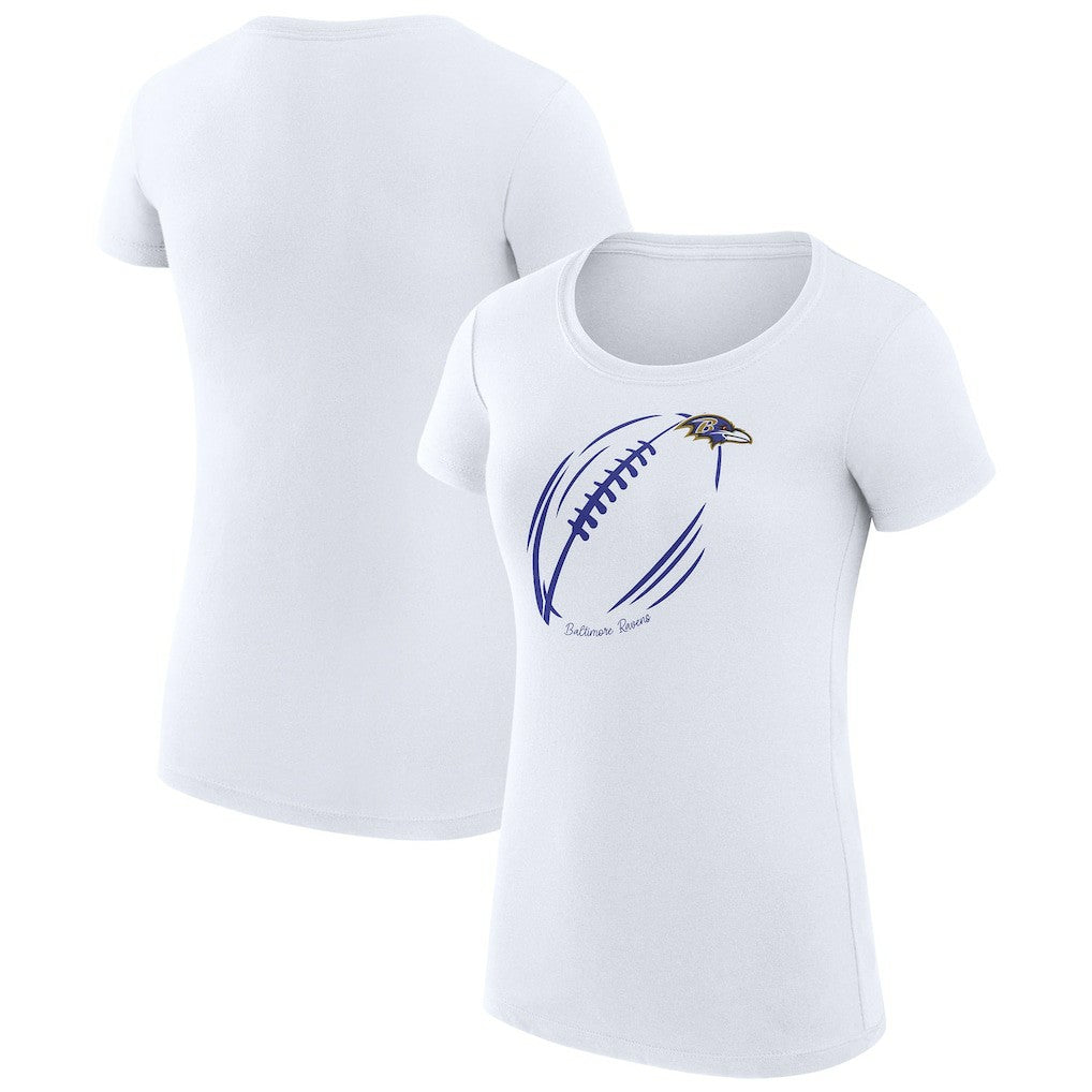 Baltimore Ravens G-III 4Her by Carl Banks Women's Super-Slim Fit Lightweight Subtle Football T-Shirt White