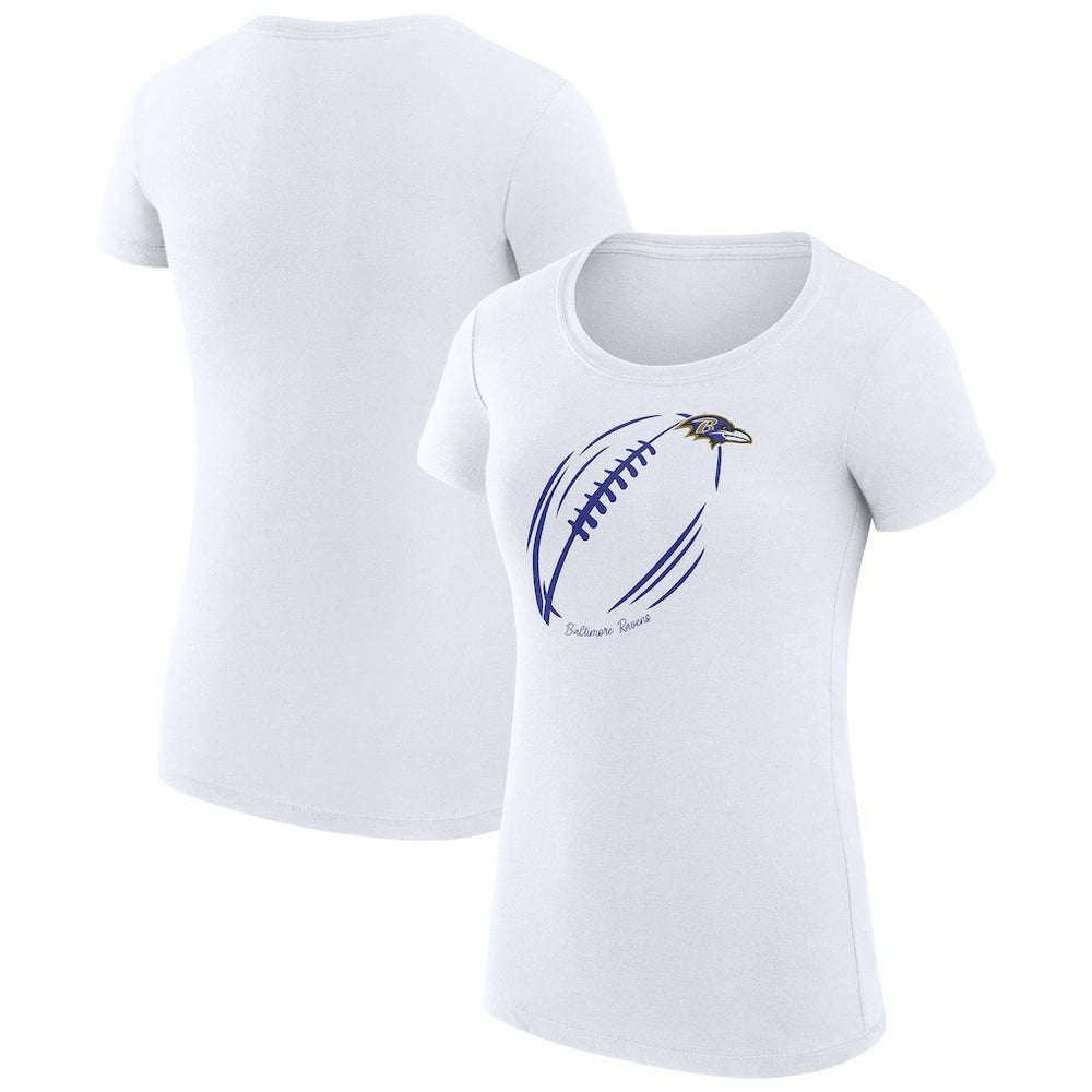 Baltimore Ravens G-III 4Her by Carl Banks Women's Super-Slim Fit Lightweight Subtle Football T-Shirt White