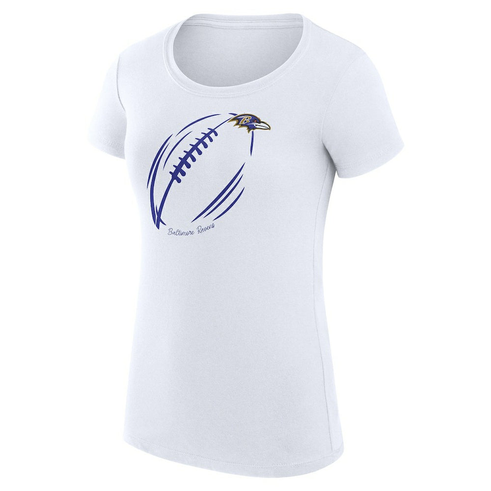 Baltimore Ravens G-III 4Her by Carl Banks Women's Super-Slim Fit Lightweight Subtle Football T-Shirt White