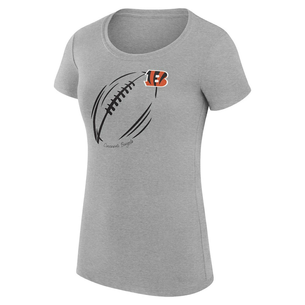 Cincinnati Bengals G-III 4Her by Carl Banks Women's Super-Slim Fit Lightweight Subtle Football T-Shirt Heather Gray