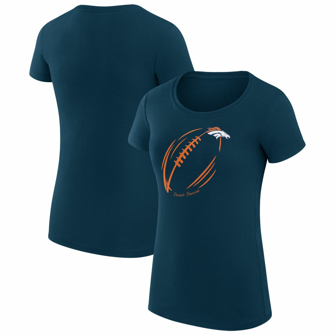 Denver Broncos G-III 4Her by Carl Banks Women's Super-Slim Fit Lightweight Subtle Football T-Shirt Navy
