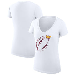 Washington Commanders G-III 4Her by Carl Banks Women's Super-Slim Fit Lightweight Subtle Football V-Neck T-Shirt White