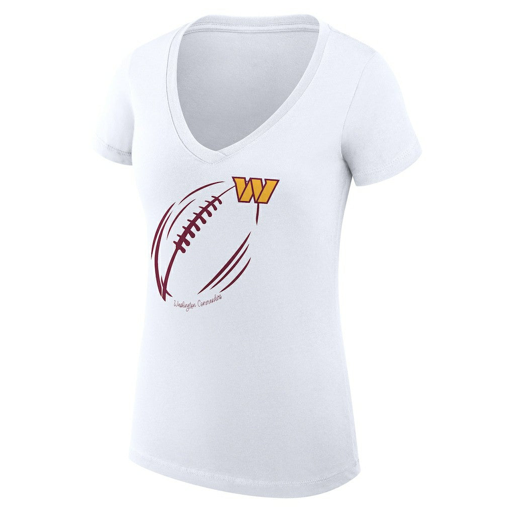 Washington Commanders G-III 4Her by Carl Banks Women's Super-Slim Fit Lightweight Subtle Football V-Neck T-Shirt White