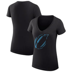 Carolina Panthers G-III 4Her by Carl Banks Women's Super-Slim Fit Lightweight Subtle Football V-Neck T-Shirt Black