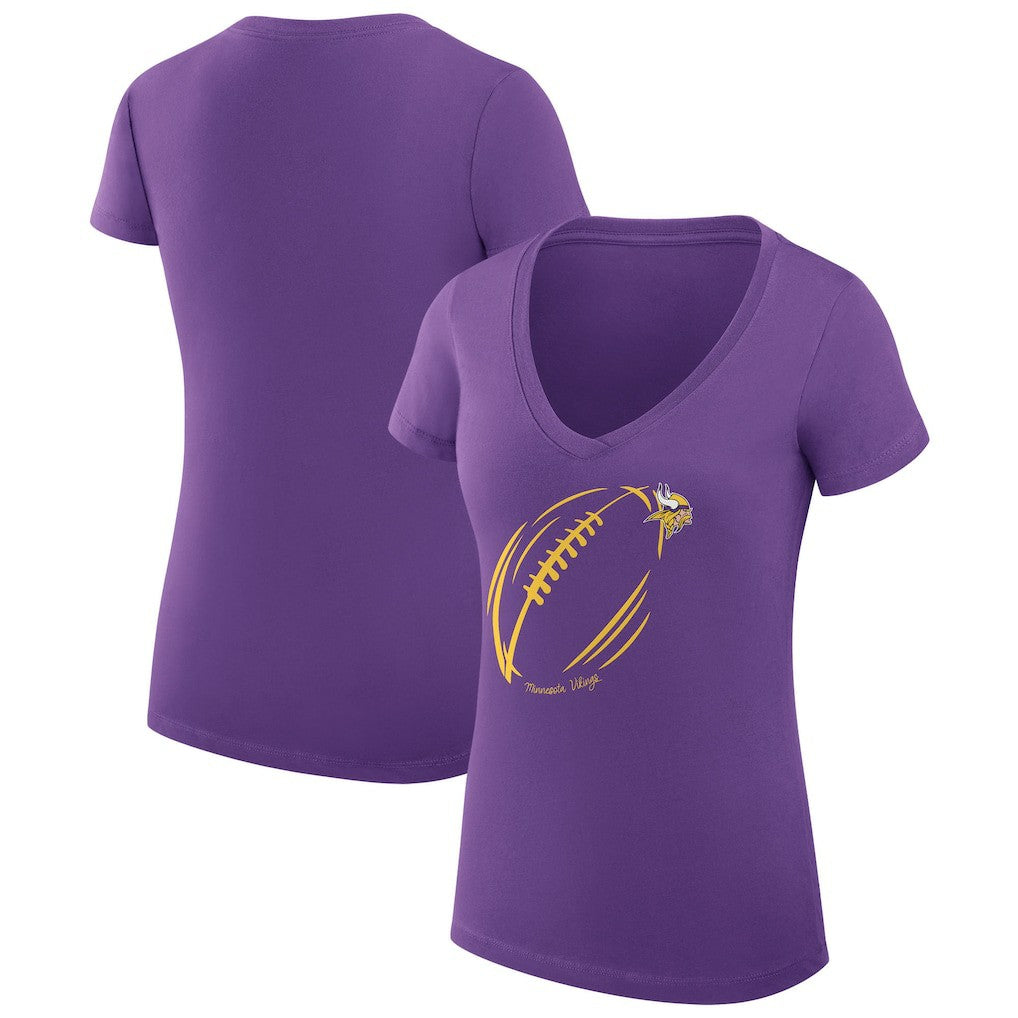 Minnesota Vikings G-III 4Her by Carl Banks Women's Super-Slim Fit Lightweight Subtle Football V-Neck T-Shirt Purple