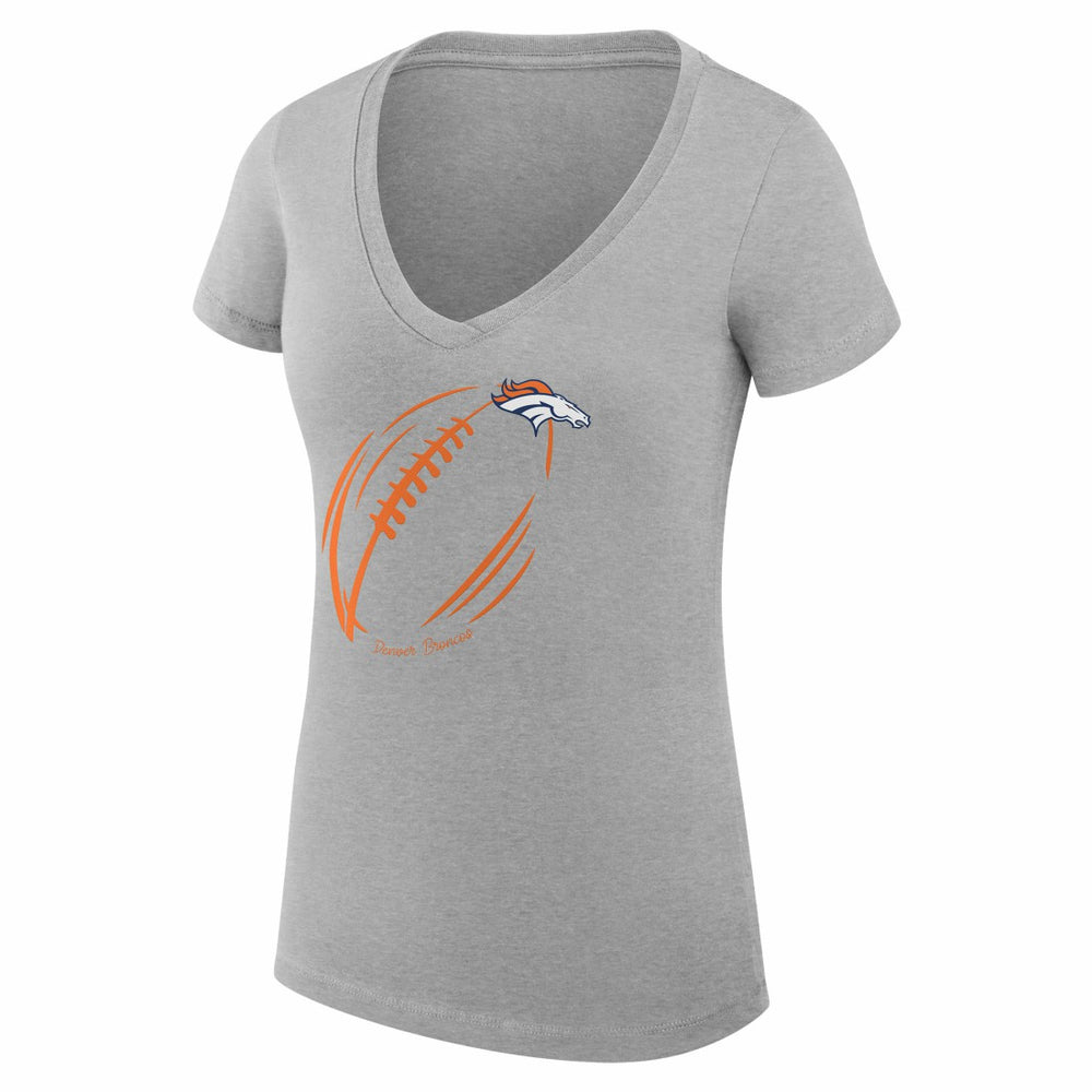Denver Broncos G-III 4Her by Carl Banks Women's Super-Slim Fit Lightweight Subtle Football V-Neck T-Shirt Heather Gray
