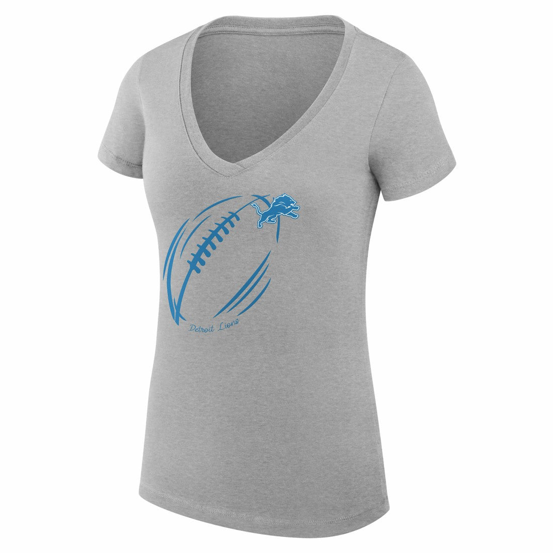 Detroit Lions G-III 4Her by Carl Banks Women's Super-Slim Fit Lightweight Subtle Football V-Neck T-Shirt Heather Gray