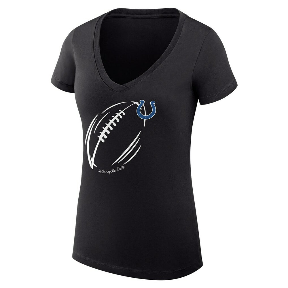 Indianapolis Colts G-III 4Her by Carl Banks Women's Super-Slim Fit Lightweight Subtle Football V-Neck T-Shirt Black