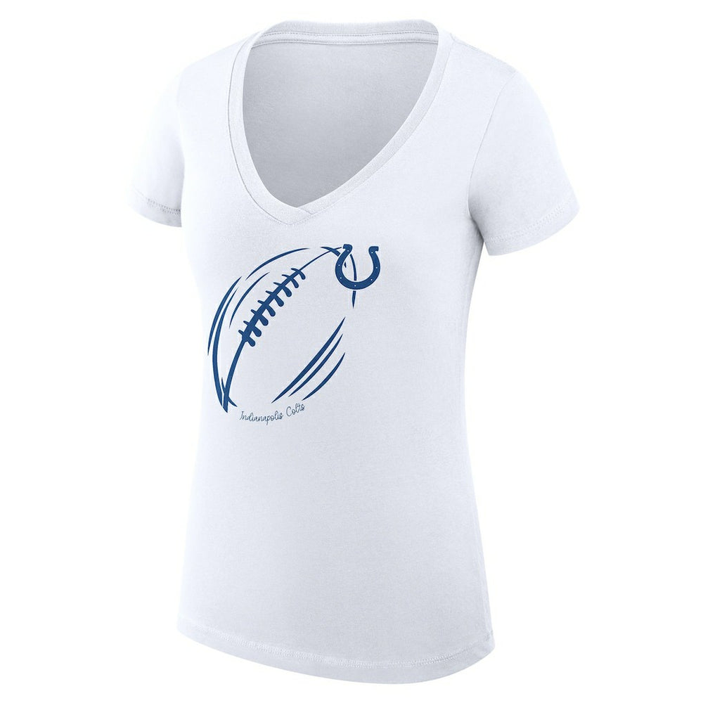 Indianapolis Colts G-III 4Her by Carl Banks Women's Super-Slim Fit Lightweight Subtle Football V-Neck T-Shirt White