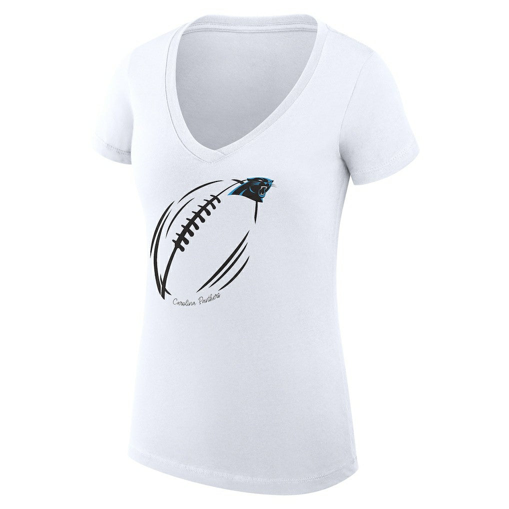 Carolina Panthers G-III 4Her by Carl Banks Women's Super-Slim Fit Lightweight Subtle Football V-Neck T-Shirt White