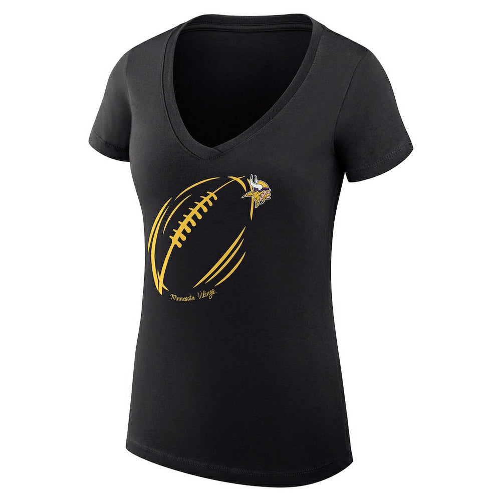 Minnesota Vikings G-III 4Her by Carl Banks Women's Super-Slim Fit Lightweight Subtle Football V-Neck T-Shirt Black