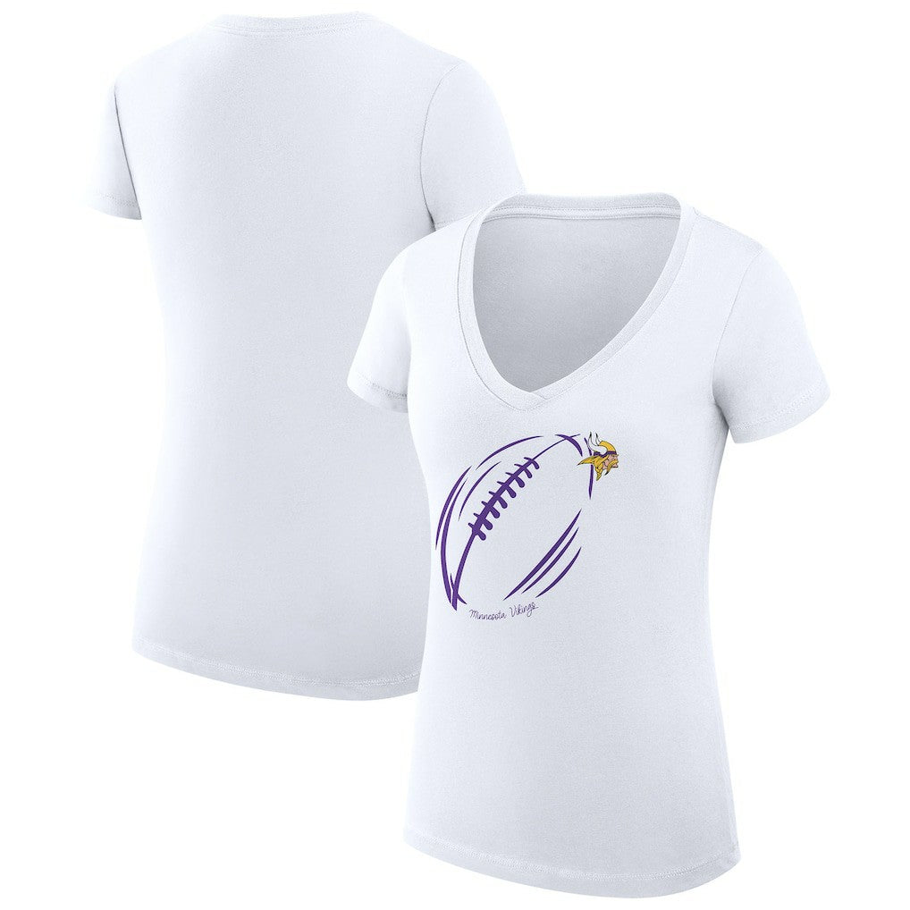 Minnesota Vikings G-III 4Her by Carl Banks Women's Super-Slim Fit Lightweight Subtle Football V-Neck T-Shirt White