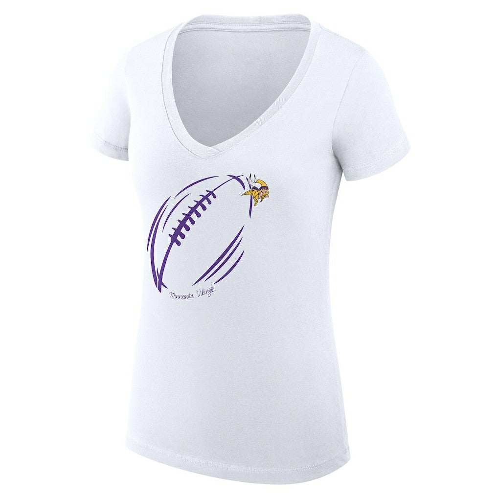 Minnesota Vikings G-III 4Her by Carl Banks Women's Super-Slim Fit Lightweight Subtle Football V-Neck T-Shirt White