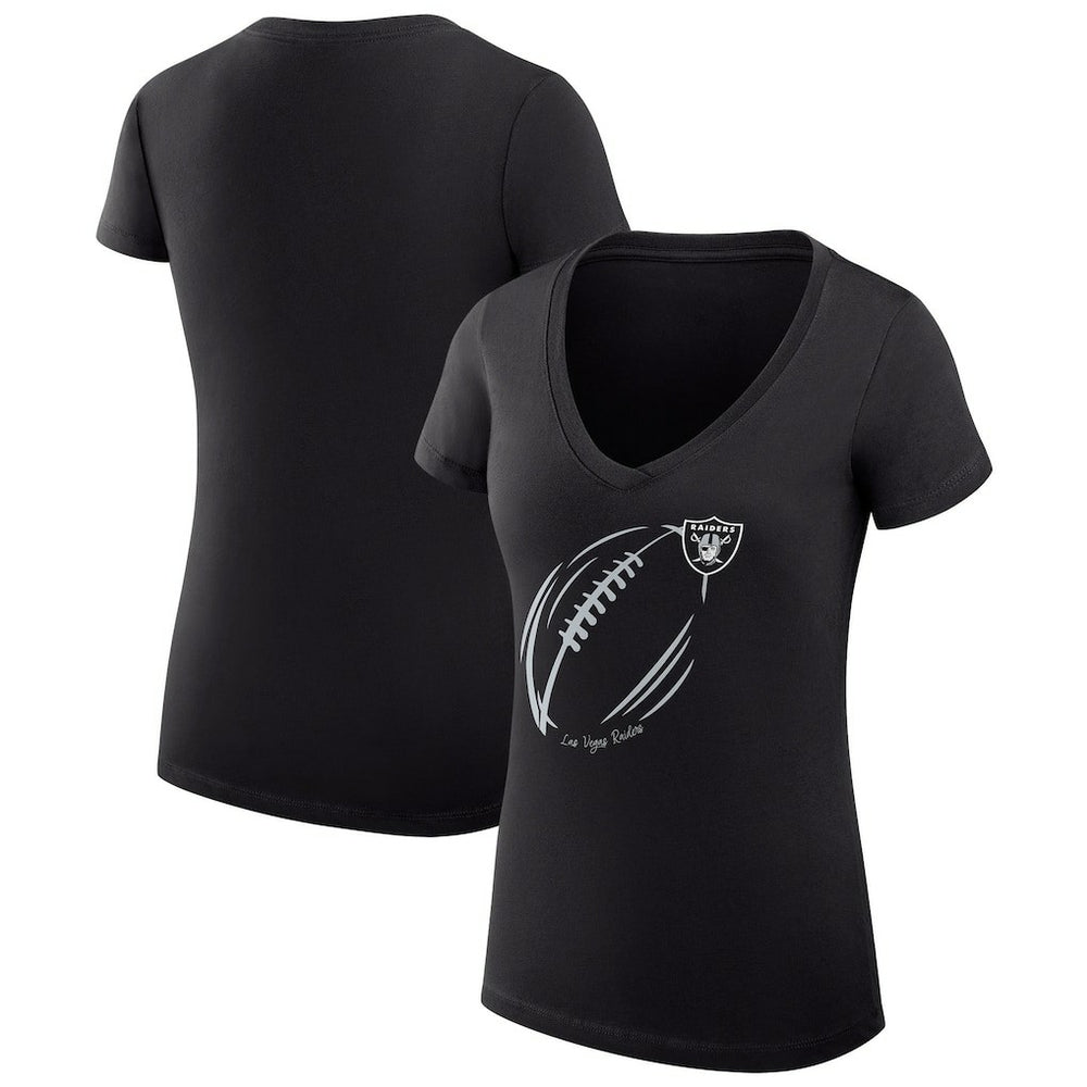 Las Vegas Raiders G-III 4Her by Carl Banks Women's Super-Slim Fit Lightweight Subtle Football V-Neck T-Shirt Black