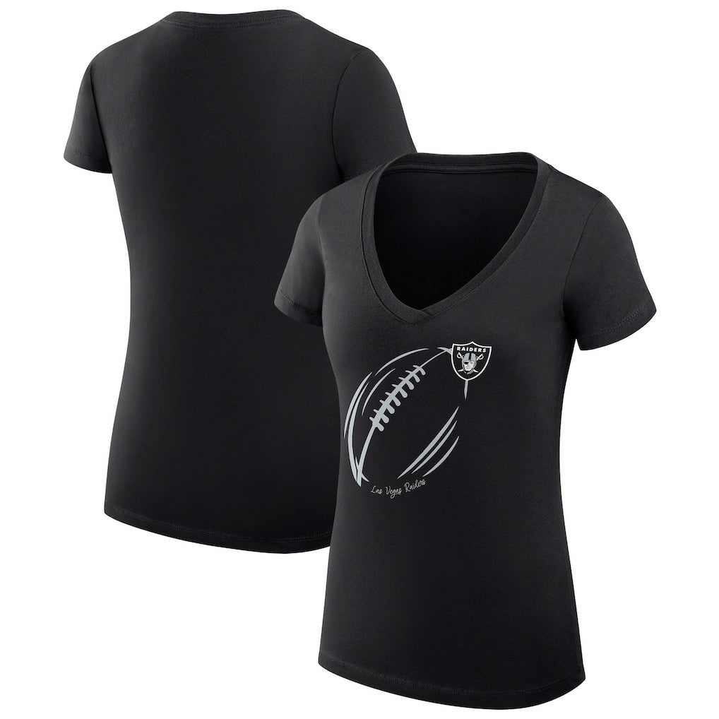 Las Vegas Raiders G-III 4Her by Carl Banks Women's Super-Slim Fit Lightweight Subtle Football V-Neck T-Shirt Black