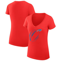 Buffalo Bills G-III 4Her by Carl Banks Women's Super-Slim Fit Lightweight Subtle Football V-Neck T-Shirt Red