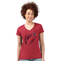 Houston Texans G-III 4Her by Carl Banks Women's Super-Slim Fit Lightweight Subtle Football V-Neck T-Shirt Red