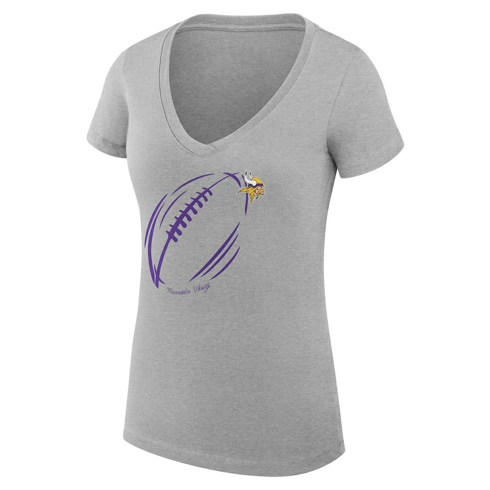 Minnesota Vikings G-III 4Her by Carl Banks Women's Super-Slim Fit Lightweight Subtle Football V-Neck T-Shirt Heather Gray