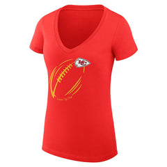 Kansas City Chiefs G-III 4Her by Carl Banks Women's Super-Slim Fit Lightweight Subtle Football V-Neck T-Shirt Red