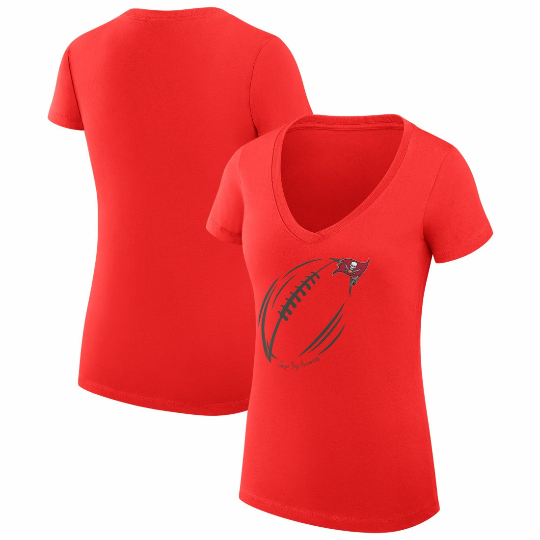 Tampa Bay Buccaneers G-III 4Her by Carl Banks Women's Super-Slim Fit Lightweight Subtle Football V-Neck T-Shirt Red